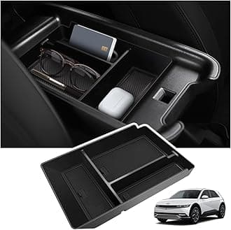 2025 Upgrade Center Console Organizer for Hyundai Ioniq 5 2022-2025 Ioniq 5 Storage Accessories with Non-Slip Liner Hyundai Ioniq 5 Center Console Organizer |Easy to Install||Keep Things Organized|