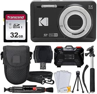 Kodak PIXPRO FZ55 Digital Camera (Black) + 32GB Memory Card + Point and Shoot Camera Case + Extendable Monopod + Lens Cleaning Pen + LCD Screen Protectors + Table Top Tripod â€“ Ultimate Bundle