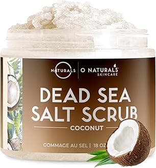 Exfoliating Coconut Dead Sea Salt Body Scrub. Deeply Moisturizing & Skin Smoothing. Brightens Skin, Treats Acne, Cellulite & Stretch Marks. Anti-Aging. Sweet Almond & Argan Oil 18 Oz
