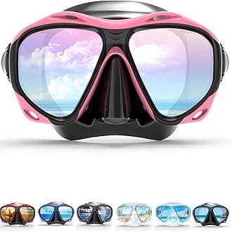 COPOZZ Adult Scuba Mask, Dive Mask Anti Fog Snorkeling Scuba Diving Glasses, Great Seal Free Diving Tempered Glass Mask Goggles