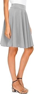 Urban CoCo Women's Basic Midi Skirt Versatile Stretchy Flared Casual High Waisted Skirt