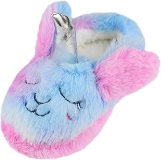 Girls/Kids Cute Unicorn Slippers with Warm Plush Fleece House Slip-on Shoes