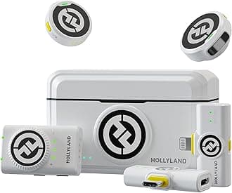 HollyView Hollyland LARK M2 Wireless Microphone for iPhone, Android and Camera, 48KHz 24Bit Hi-Fi Audio, 1000ft LOS Range, Noise Cancellation, 40H Duration for Vlogging, White Version