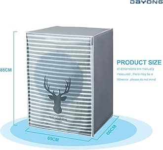 DAYONG Washing Machine Cover,Silver Coating Oxford Cloth Washer Dryer Cover for Front Loading Machine,Waterproof Dust-proof Sun-resistant Dust Cover for Full-automatic Roller Washing Machine (Style 5)