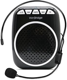WinBridge WB001 Portable Voice Amplifier with Headset Microphone, Personal Speaker Head Mic, Megaphone Speaker for Teachers, Elderly, Tour Guides, Coaches, Presentations, Mini PA with Wearable Mic
