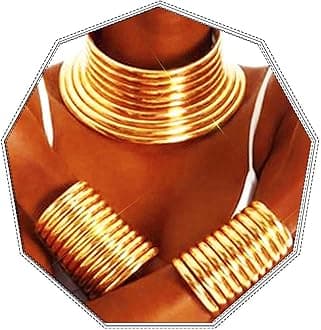FstrendAfrican National Choker Collars Gold Leather Chunky Punk Necklace Gothic Statement Necklaces for Women