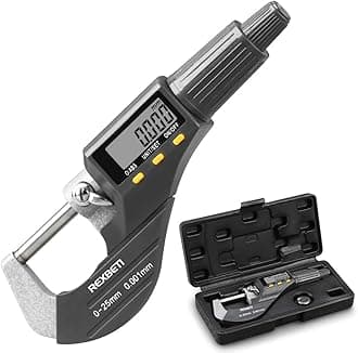 Digital Micrometer, Professional Inch/Metric Thickness Measuring Tools 0.00005"/0.001 mm Resolution Thickness Gauge, Protective Case with Extra Battery