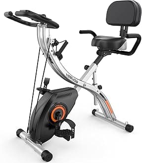 YOSUDA Folding Exercise Bike - 3 in 1 Upright Indoor Cycling Bike and Recumbent Exercise Bike, Foldable Stationary Bike with Large Comfortable Seat Cushion and Arm Resistance Band, Pulse Sensor