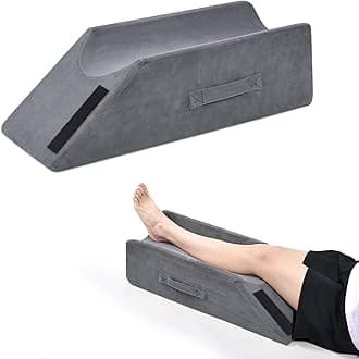 TANYOO Velvet Leg Pillows for Knee Ankle Surgery Recovery Leg Elevation Pillow for Broken Foot Good for Knee Pain Relief Medium Size for Children and Short Persons Dark Grey