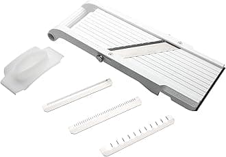 Benriner Japanese Mandolin Vegetable Slicer 9.5cm, White: 3 Interchangeable S...