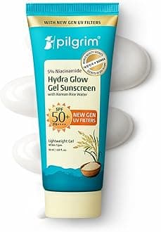 Pilgrim 5% Niacinamide Hydra Glow Gel Sunscreen InVivo Tested SPF 50+ PA++++ with Korean Rice Water | New Gen UV Filters | Lightweight Gel | Hydrated Glowing Skin | All Skin Types | No White Cast |