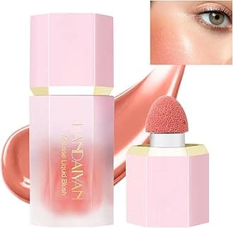 Liquid Blush Face Blusher Rouge Natural Smooth Blusher Pigment Long Lasting Creamy Soft Cheek Multi-purpose Stick Makeup With Cushion Cosmetics Liquid Facial Blush(Rose)