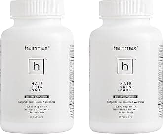 Hairmax for Hair, Skin and Nails Dietary Supplement – Hair Loss and Hair Regrowth Treatment for Women and Men. Contains 2500mcg Biotin, DHT Blocker, MSM & Antioxidants, Pack of 2 Bottles