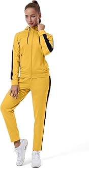 TEZO Womens Full Zip-Up Hoodie Tracksuit Set Long Sleeve Casual Jogging Suits Workout Gym 2 Piece Outfits with Pockets