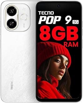 Tecno POP 9 5G (Aurora Cloud, 8GB+128GB) | D6300 5G Processor | 48MP Sony AI Camera | 4+ Year Lag Free Fluency |5000 mAh Battery |Dual Speaker | Without Charger