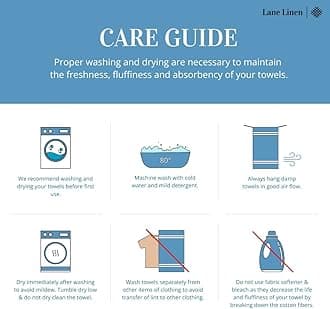 LANE LINEN Luxury Ribbed Bath Towels - 100% Cotton Towels for Bathroom, Zero Twist, Soft Textured, Extra Absorbent, Quick Dry, 2 Bath Towels, 2 Hand Towels, 2 Wash Cloths (6 Piece Set) - Aqua Sky