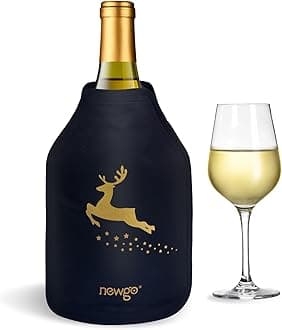 NEWGO Wine Cooler Sleeve Reusable Wine Bottle Cooler Flexible Wine Ice Pack Sleeve Keep Wine Cool and Refreshing for Standard Size Bottles for Red Wine, White Wine & Champagne - Reindeer