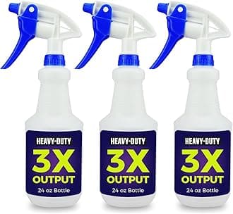 3X High Output Heavy Duty Spray Bottles for Cleaning Solutions, 3 Pack, 24 oz Commercial, Industrial Spray Bottles for Household Cleaning and Car Detailing.