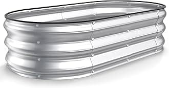 Kesfitt Raised Garden Bed, 4x2x1 FT Galvanized Steel Metal Raised Garden Bed, Oval Open-Bottom Design, 12-Inch Deep for Outdoor Vegetable & Herb Gardening, Silver