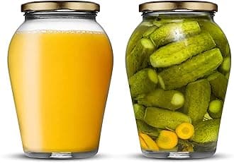 Ash & Roh® - Clear Glass Jar And Container With Air Tight Lid Storage of Spices and Dry Fruit (1000 ML BIG POT, 2)