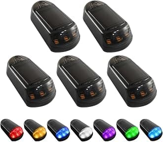 Solar Powered Cab Lights, New No Drill Solar Powered Cab Lights for Truck, IP68 Waterproof Wireless Cab Marker Roof Lights, LED Lights Vibration Sensor Roof Lights App Control (Colorful Light, Black)