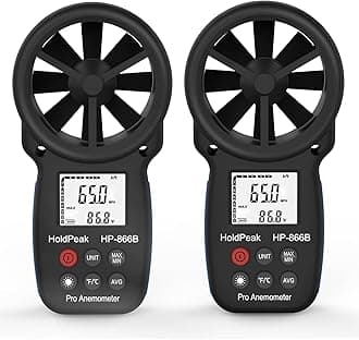 HP-866B 2Pcs Digital Anemometer Handheld LCD Wind Speed Meter Measuring Wind Speed, Temperature Wind Chill Backlight Max/Min Data