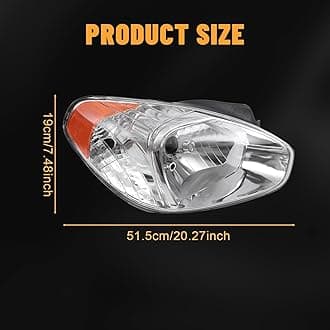 PIAOYUE- For 2006 2007 2008 2009 2010 Hyundai Accent (5 Pin) Halogen Headlight Assembly Left Driver+Right Passenger Side 1 Pair Black Housing Clear Lens w/Bulbs