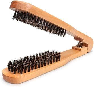 DIY Salon Hairdressing Hair Straightener Wooden Anti-static Dual-Brush Comb