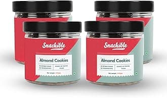 Snackible Almond Cookies - 70gm (Pack of 4) | Healthy Snack | No Palm Oil | Vegan | No Refined Sugar | No Preservatives | Healthy Cookies