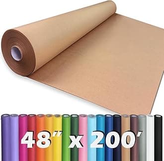 PerkHomy 48" x 2,400" (200') Brown Kraft Paper Roll for Craft Bulletin Board Paper Kids Art Table Covering Crafting Gift Wrapping Bouquet Packing Parcel 70GSM 50LB (Brown, 48" x 200')