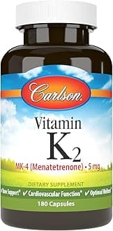 Vitamin K2 MK-4 (Menatetrenone), 5 mg, Vitamin K Supplement, Bone Support, K2 Vitamin, Soy-Free, Vitamin K-2, 180 Capsules