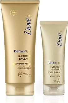 Derma Spa Body Lotion Summer Revived Fair to Medium, 200ml with Dove Derma Spa Face Cream Summer Revived Fair to Medium, 75ml, 2 Piece Set