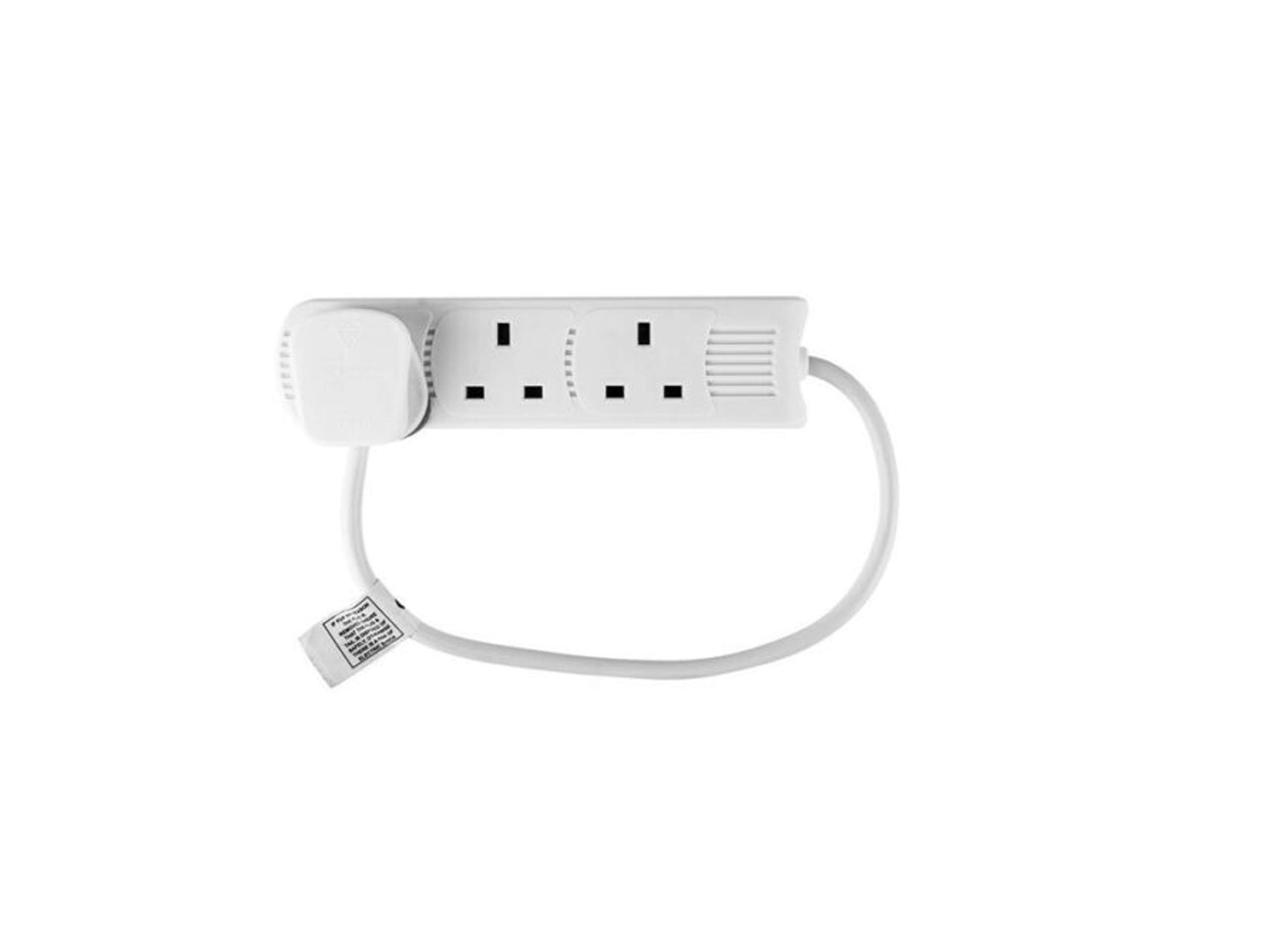 3 Socket Extension Lead, 0.5m Compact Cable 13A Power Strip for Desks and TV Units, White (3WS0.5M20)