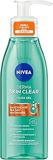 NIVEA Derma Skin Clear Wash Gel (150ml), Deep Cleansing Face Cleanser Gel, Salicylic Acid Face Wash Enriched with Niacinamide to Cleanse Pores and Remove Impurities, For Blemish-Prone Skin