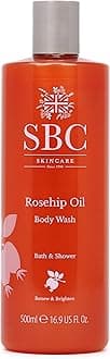 Skincare Rosehip Oil Body Wash 500ml, Anti-Ageing Bath and Shower Body Wash with Rosehip Oil and Vitamins A, C and E, Delicate Scent