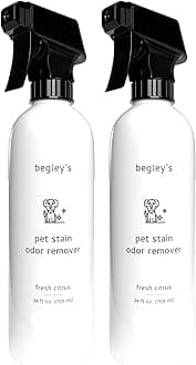Begley's Best Natural Pet Stain and Odor Remover - 24 Ounce - Environmentally Responsible Plant-Based Formula, Cleans Tile, Wood, Carpet, and Upholstery - 2 Pack
