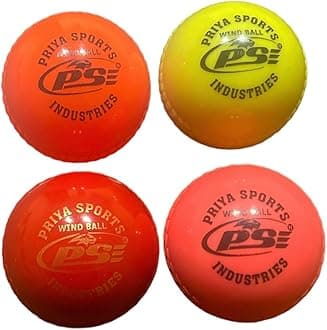 PSE Priya Sports Wind Ball PVC Ball Standard | for Cricket Tournament | Street Match Cricket Ball |Pack of 4 |Multi Color