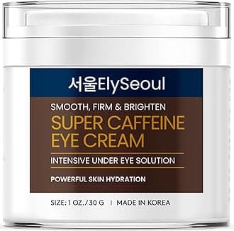 Korean Caffeine Collagen Eye Cream: Puffiness & Dark Circles Under Eye Treatment - Anti-Aging with Peptides & Hyaluronic Acid, 1 oz / 30g