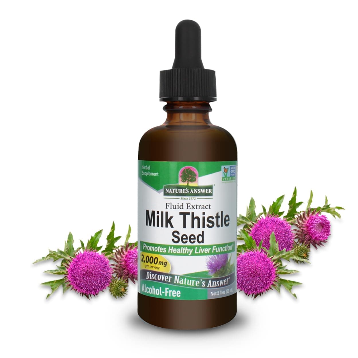 Nature's Answer Milk Thistle Extract | Promotes Healthy Liver Function | Cleanse and Detox Supplement | Non-GMO, Kosher Certified, Alcohol-Free& Gluten-Free (2 Fl Oz (Pack of 1))