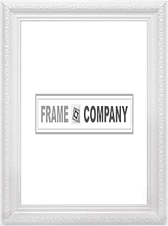 White 18" x 12" Ready to hang Ornate Shabby Chic Picture/Photo/Poster frame with MDF backing board and High Clarity Styrene Shatterproof Perspex Sheet