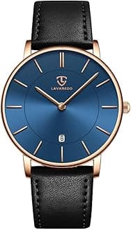 Mens Watches, Minimalist Fashion Simple Wrist Watch for Men Analog Date with Leather Strap