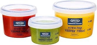 Set of 3, Lustroware Airtight Nestable Food Storage Containers with Lids, Reusable BPA Free Meal Prep Canisters with Measurement Marks, Pantry & Fridge Organization, Microwave Safe (8.5, 17, 25 oz)