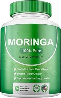 Moringa Powder Capsules - 800mg of Pure Nutrient-Rich Moringa Powder - A Natural Green Antioxidant Superfood - Supports Energy, Gut Health+Essential Vitamins & Amino Acids