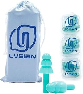 LYSIAN Ear Plugs For Sleeping Swimming Shooting - Silicone Noise Cancelling Earplugs 3 Pairs Individually Wrapped 32Db Highest Nrr