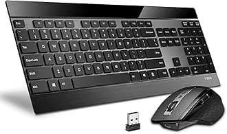 RAPOO 9900M Multi Mode Wireless Keyboard and Mouse Rechargeable Combo (Bluetooth 3.0/4.0/2.4G) English layout, Connect Up to 4 Devices, Extremely Thin Keyboard with Multi-Functional Mouse