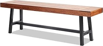 VEVOR Outdoor Bench, 63 inches Long Wood Garden Bench with Metal Leg for Outdoors, 500 lbs Load Capacity, Seats 1-3 People, All-Weather Furniture for Garden, Park, Yard, Front Porch, Patio, Path