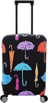 Travel Luggage Cover Washable Suitcase Protector, Black-Umbrella, L (27-30 inch luggage)