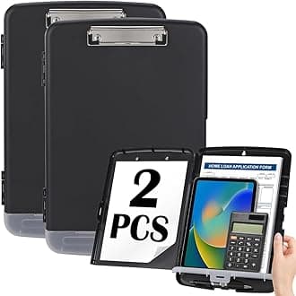 Clipboard with Storage, 2PCS-Black-Plastic, OFFSHIFTER Document case with Pen Slot, A4 Clipboard with Thin Clip Side Opening, Suitable for Office, Home, School Use