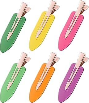 D 6 Pc No Bend No Crease Hair Clips - Flat Makeup Clips for Women and Girls