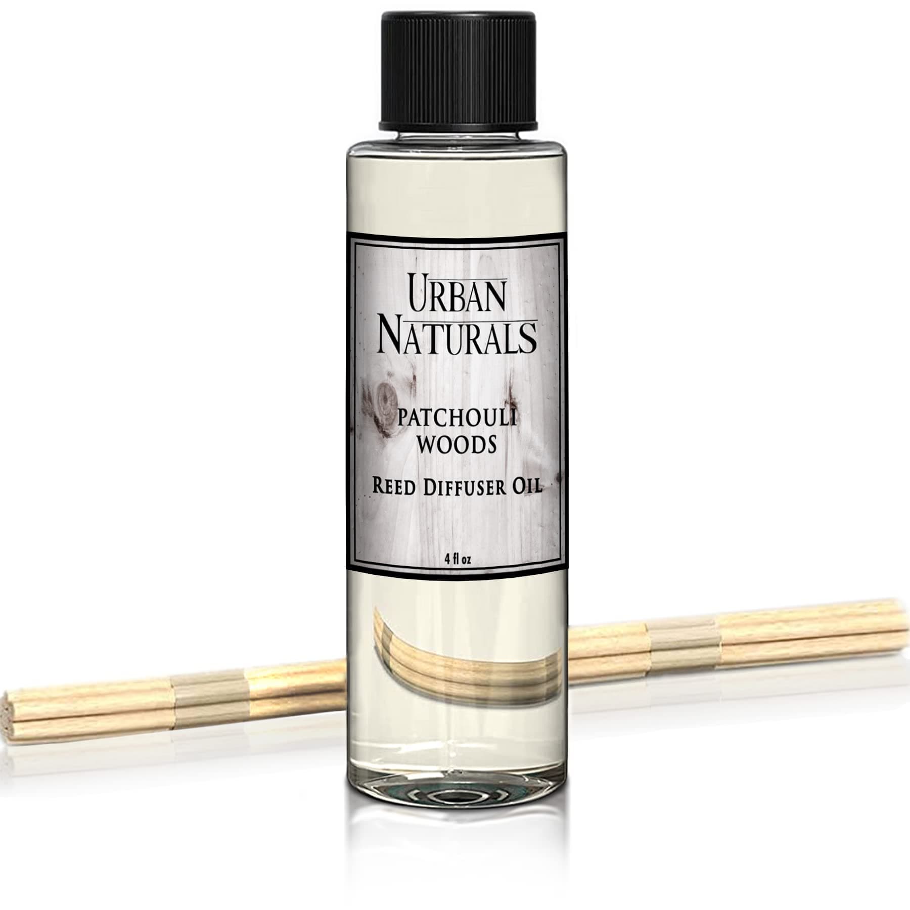Urban Naturals Patchouli Woods Reed Diffuser Refill Oil with Replacement Sticks Kit | Sandalwood, Patchouli & Ylang Ylang Room Scent. Vegan. Made in The USA